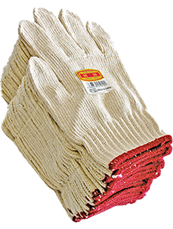 All cotton work gloves with edging 12 pairs