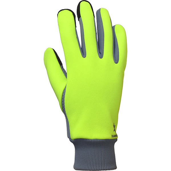 ストレッチサーモ　防風フリース＆ジャージ袖＆シリコン　蛍光イエロー×グレー　A-949