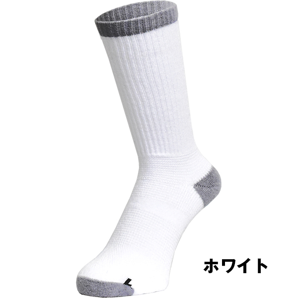 サポートソックス　先丸　クルー丈　ホワイト　A-426
