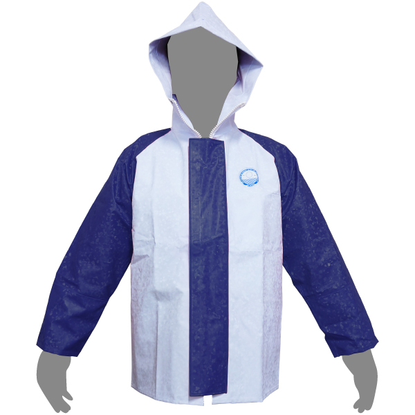 UROKO-4　水産用パーカー　ホワイト×ネイビー　A-609